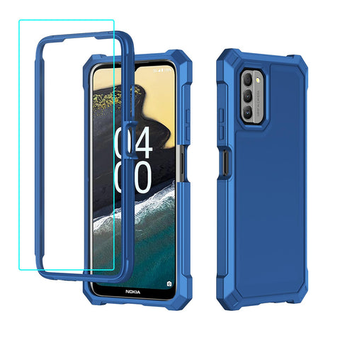for Nokia C300 Case/Nokia G100 Case with Screen Protector,Nokia C300 Phone Case Front Back Full Body Heavy Duty Protection,Nokia G100 Phone Case Frosted PC Back Soft TPU Shockproof Cover (Blue)