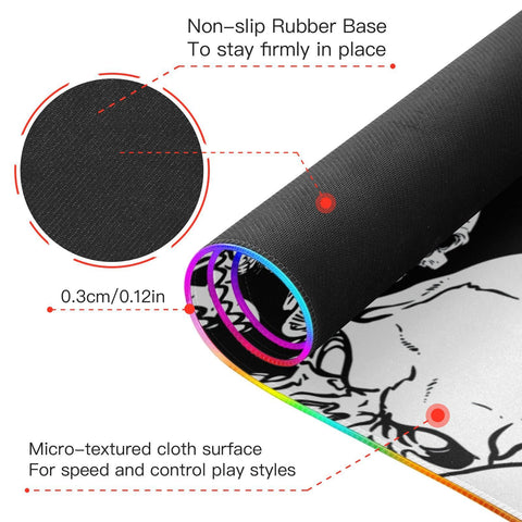 Horror Skull Wireless Charging Mouse Pad for Mobile Phone Extra Large Gaming Mousepad with 13 Lighting Modes Keyboard Mat for Office Home Gaming MacBook PC Laptop Desk