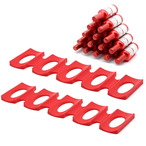 YancLife Bottle and Can Stacker for Fridge, 2Pcs Anti-Slip Silicone Foldable Wine Rack Beer Can Holder Organiser, Bottle Stacking Mat for Beer/Cola/Food Cans - Hold Maximum 15 Bottles?Red?