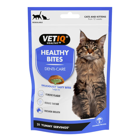 VetIQ Healthy Bites Breath & Dental Cat Treats, 4x 65g, Cat Dental Care Helps Prevent Plaque & Tartar Build Up, Cat Supplement with Vitamins & Minerals, Bad Breath Remedy For Cat & Kitten Health