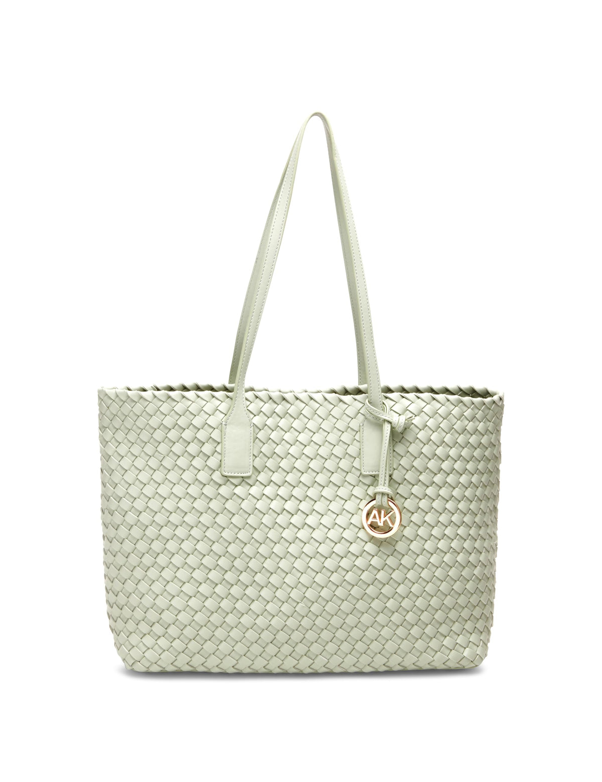 Anne Klein Woven Tote with Pouch, Green Fig