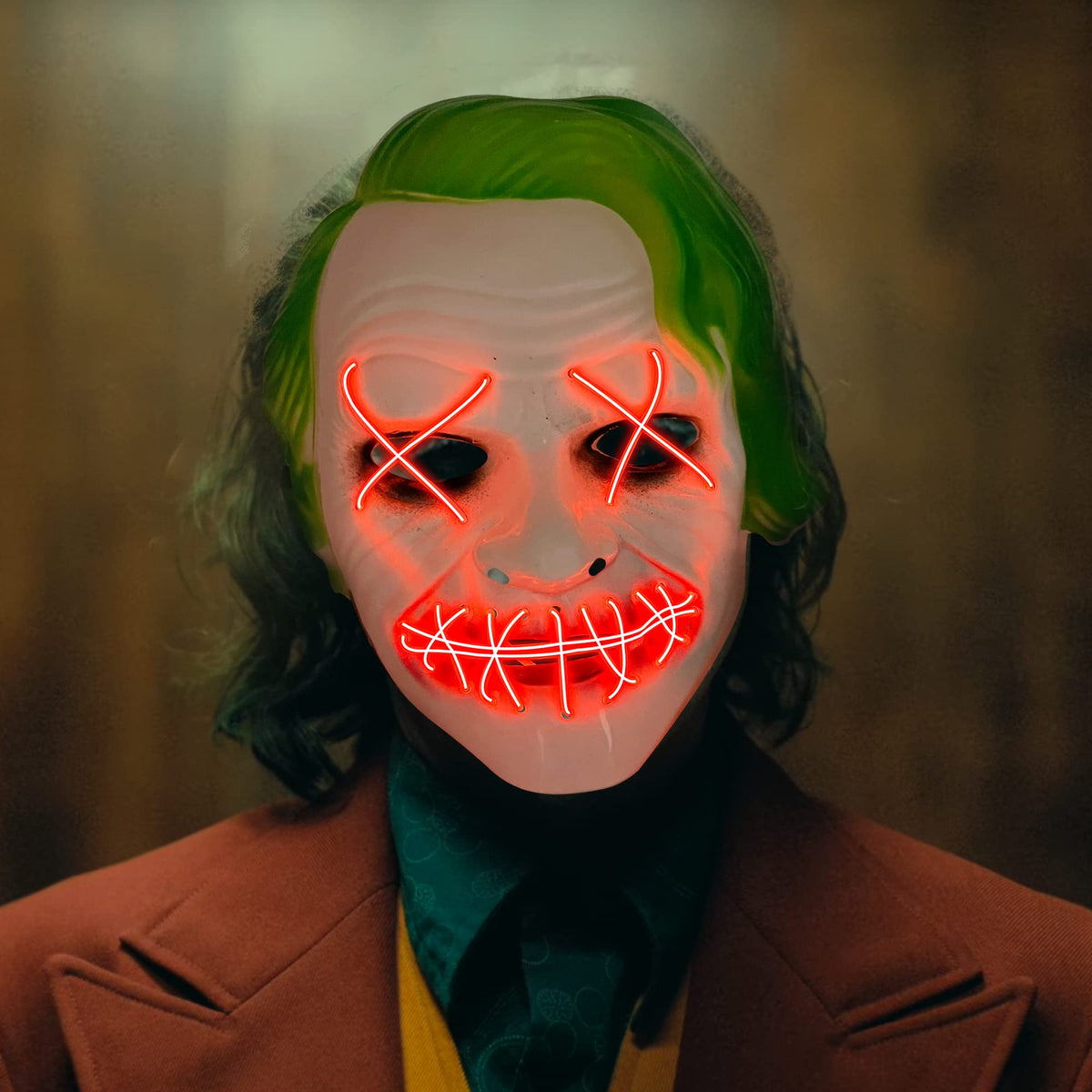 KatchOn, Halloween Joker Mask LED Light Up - Glowing Halloween Mask | Halloween Clown Masks for Adults | Purge Mask Light Up for Halloween Cosplay | Horror Movie Masks for Adults, Halloween Party