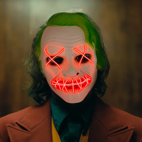 KatchOn, Halloween Joker Mask LED Light Up - Glowing Halloween Mask | Halloween Clown Masks for Adults | Purge Mask Light Up for Halloween Cosplay | Horror Movie Masks for Adults, Halloween Party