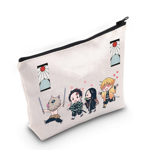 LEVLO Anime Cosmetic Bag Tanjirou Anime Cosplay Gift Tanjiro Cartoon Make up Zipper Pouch Bag for Family Friend, Tanjiro Bag (Tanjiro Bag) (Tanjirou Bag)