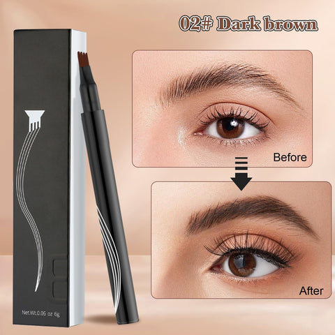 Generic Eyebrow Microblading Pen, 2PCS Microblading Eyebrow Pen Tattoo Pencil 4 Fork Tip, Waterproof Magic Eyebrow Pencil Microblading Eyebrow Pencil for Natural Makeup (Brown)