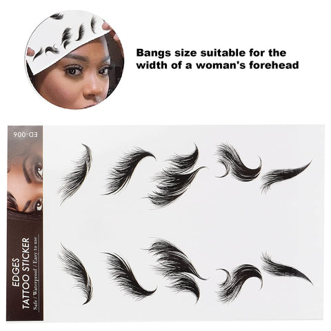 Hair Edges Tattoo Stickers Fashion Temporary Tattoos Edges for Hair DIY Waterproof Long Lasting Fake Hairline Sticker for Women Girls(ED-06)