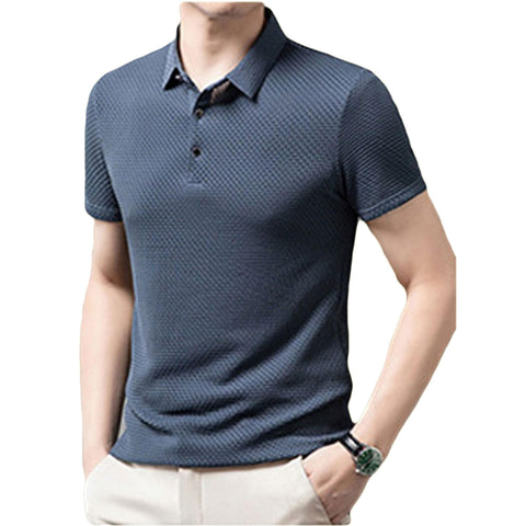Legou Men's Polo Shirt Casual Collar Short Sleeved t-Shirt Blue XL