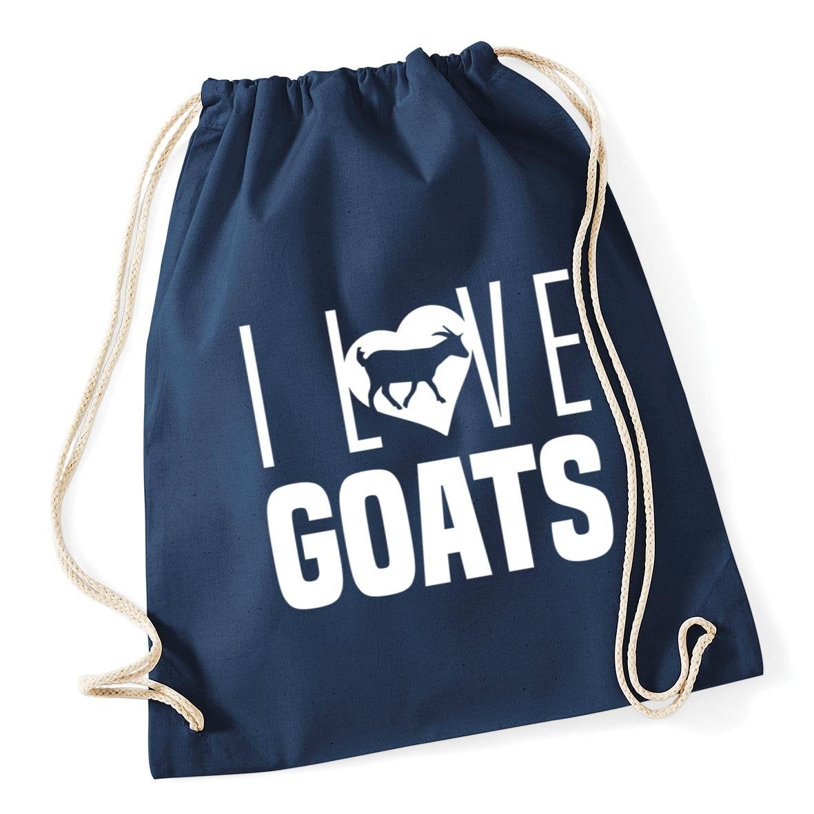 Hippowarehouse I Love Goats Drawstring Cotton School Gym Bag 37cm x 46cm, 12 litres