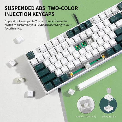 Hexgears GK13 Mechanical Keyboard, 87 Keys TKL Wired Keyboard, RGB Mixed Backlit Gaming Keyboard, Anti-ghosting Compact Computer Keyboard, Kailh Box White Switches Hot Swap