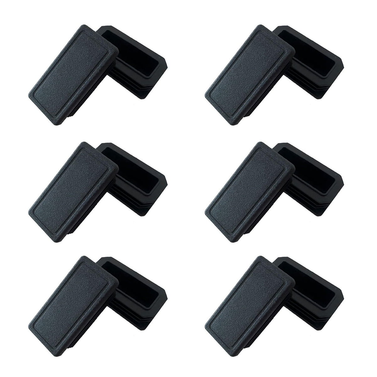 1 x 2 Inch Rectangle Plastic Plugs Tubing End Caps,1''x2'' Black Tube Plug Post Inset for Pipe Tubing, Fence, Chair Leg Glide Insert (12 Pack)