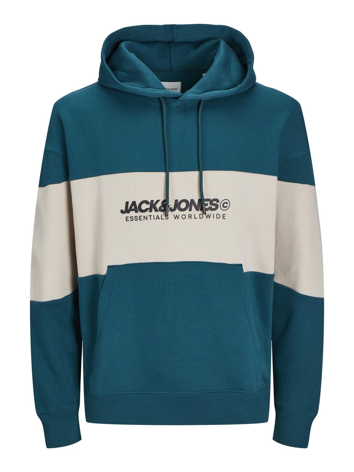 JACK&JONES Men's Jjelegacy Sweat Hood Noos Sweatshirt, Deep Teal/Detail: Blocking, S