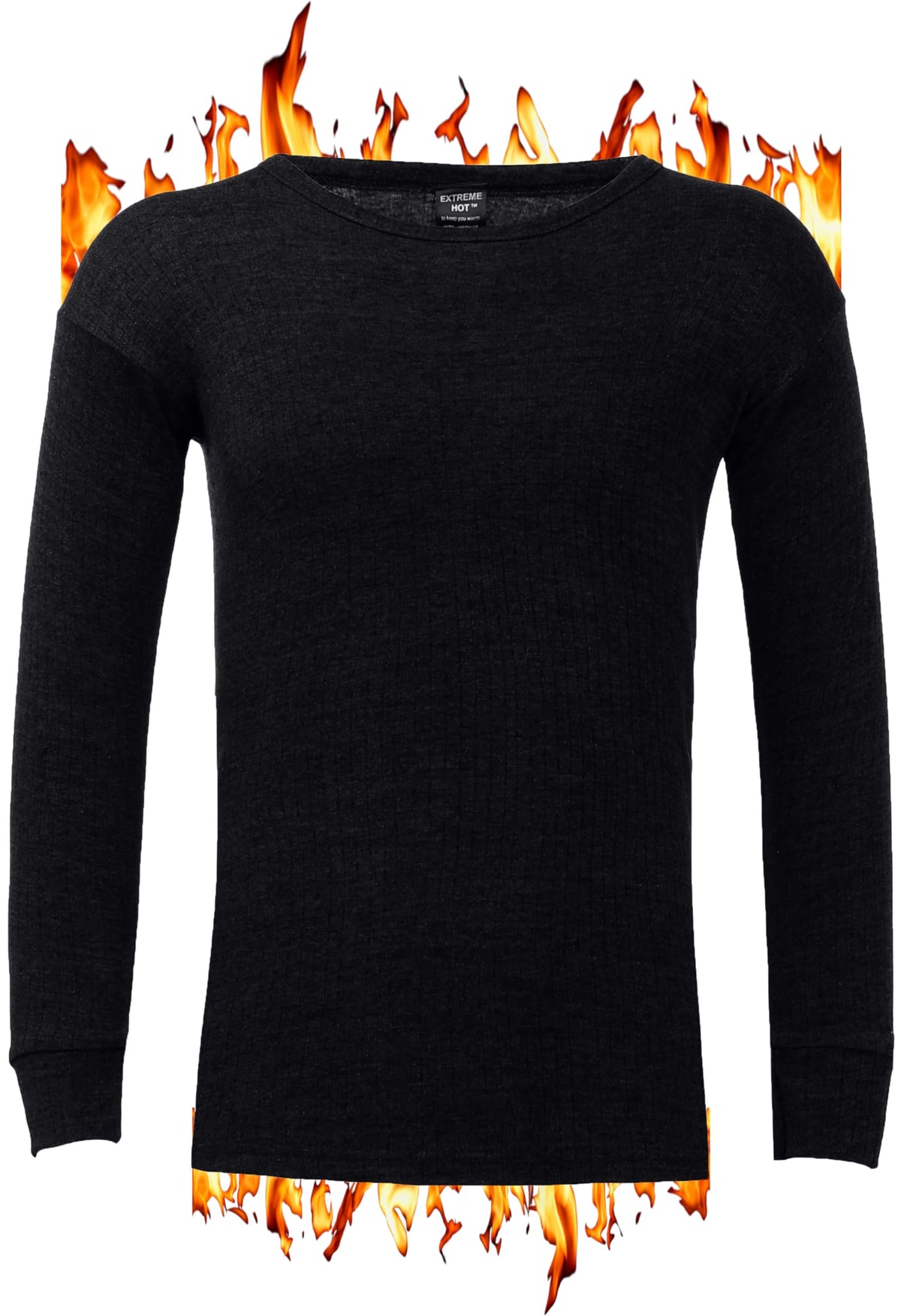 ZRWASKA® Men's Extreme Thermal Underwear Sets Tops & Bottoms, T-Shirt Long Sleeve Top Vest & Long Johns Trousers Warm Winter Thermals Men Set Base Layer Black, Size Medium