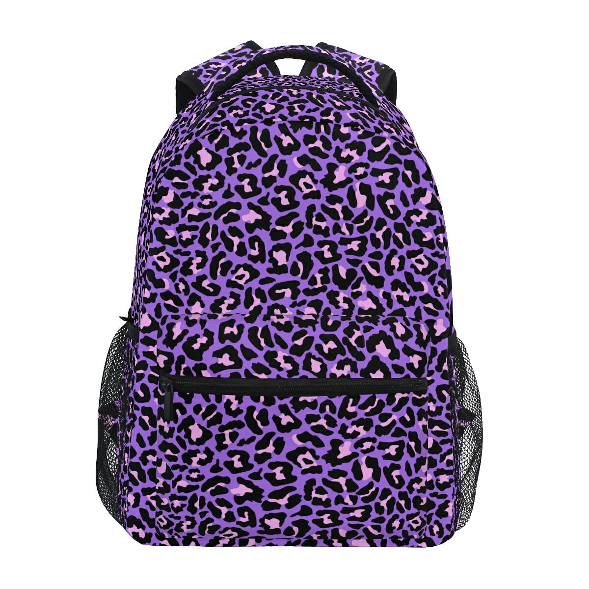 Childrens Backpack, Schoolbag Neon Purple And Pink Leopard Large Capacity Students Bookbag Rucksack Knapsack for Boys Girls Adults Teen