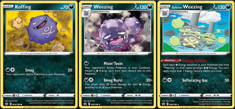 Galarian Weezing & Weezing - Chilling Reign - Rare - Pokemon Evolution Card Lot - 096/198 & 095/198