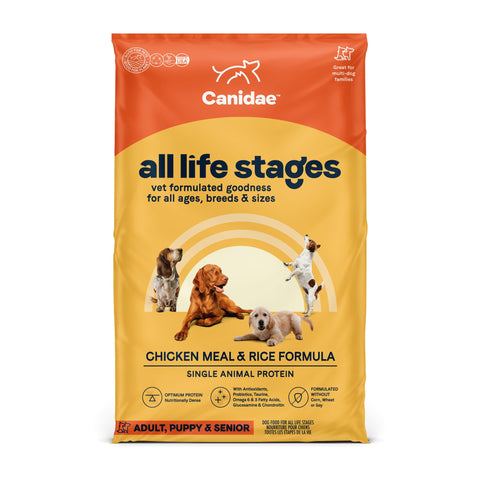 Canidae All Life Stages Premium Dry Dog Food for All Breeds, All Ages, Chicken Meal & Rice Recipe, 27 lbs.