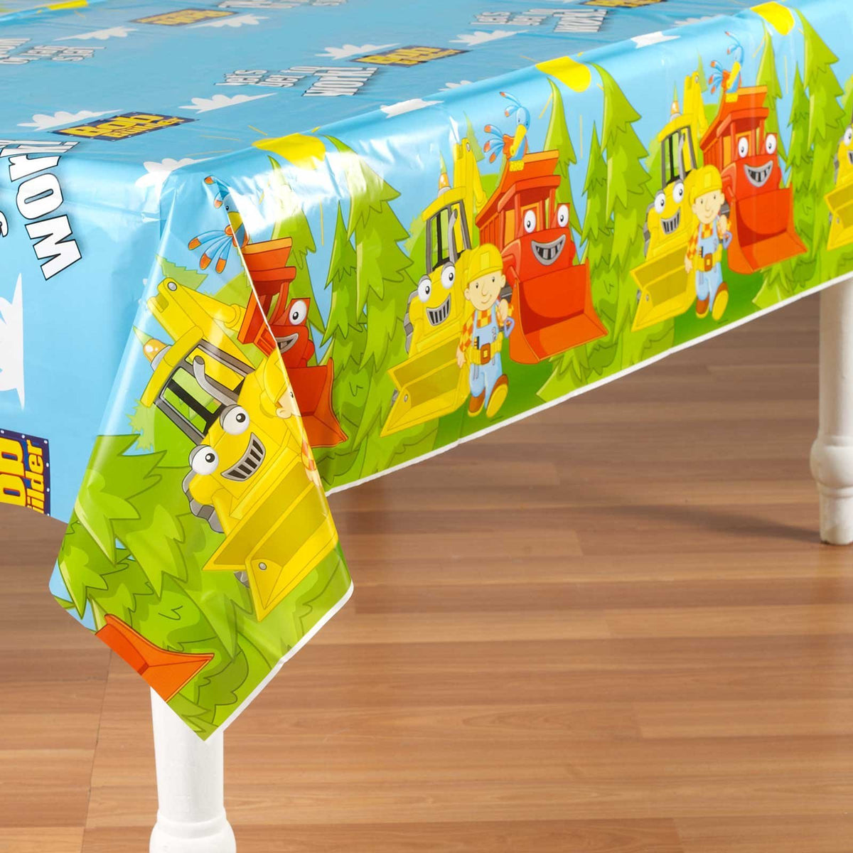Bob the Builder Party Reusable Table Cover Tableware, Plastic, 54" x 102"