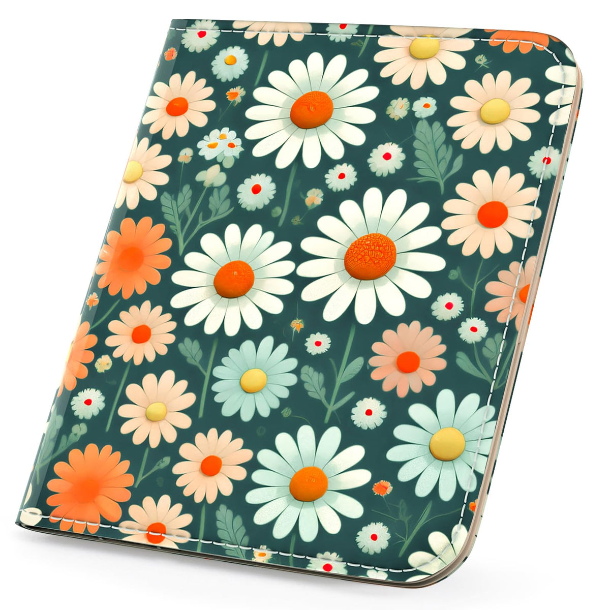APHISON Purses for Women Small Wallet with Zipper RFID Blocking Slim Vegan Leather Wallet Bifold Card Holder Coin Pocket Ladies Purse with ID Window Daisy