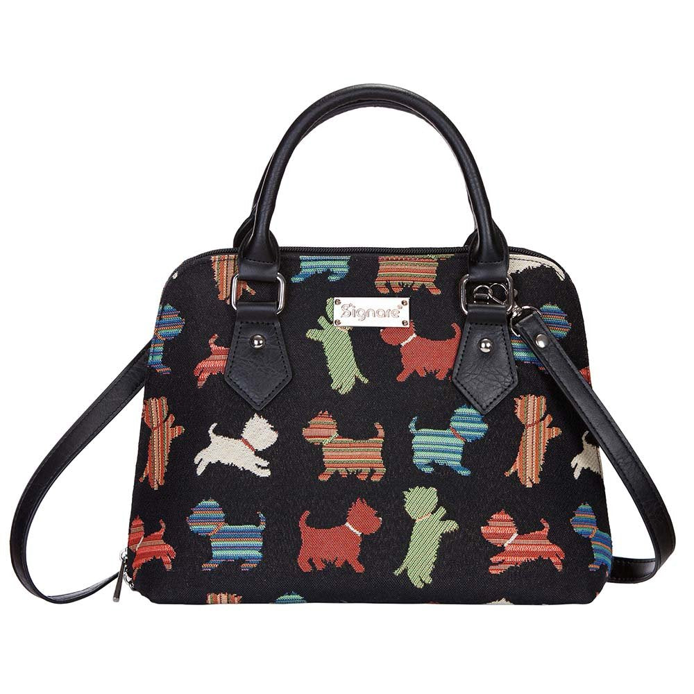 Signare Tapestry Hand Shoulder Bag Cross Body Purses Handbag Satchel Bag for Women In Playful Puppy Dog Design|CONV-PUPPY