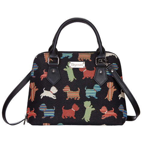 Signare Tapestry Hand Shoulder Bag Cross Body Purses Handbag Satchel Bag for Women In Playful Puppy Dog Design|CONV-PUPPY