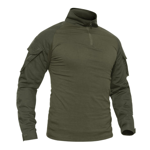 TACVASEN Camping T-Shirt Men Outdoor Army Shirt Long Sleeve Hiking TShirt Tee Top Jackets , UK L (fit Chest 38Inches-41Inches), Army Green