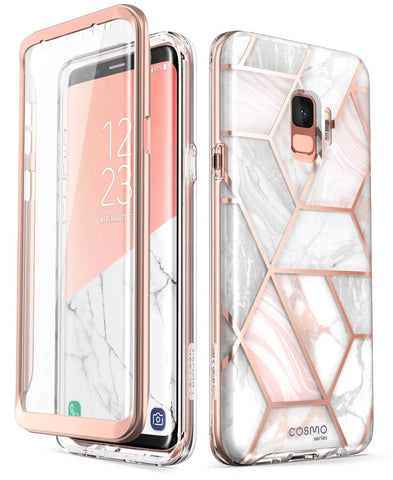 i-Blason Cosmo Series Case for Galaxy S9 (2018 Release), Slim Full-Body Stylish Protective Case with Built-in Screen Protector (Marble)