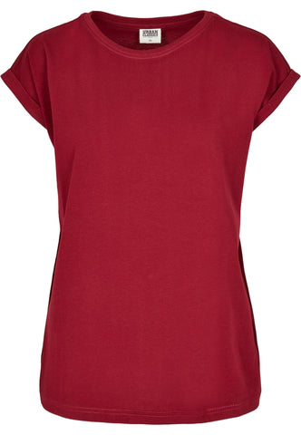 Urban Classics Women's Ladies Organic Extended Shoulder Tee T-Shirt, Burgundy, XL