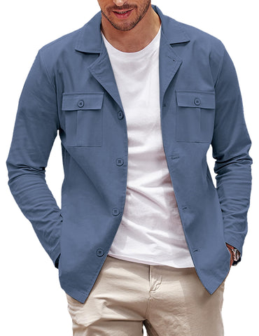 COOFANDY Solid Chore Jackets for Men Casual Lightweight Shirt Jacket Button Down Overshirt Regular Fit