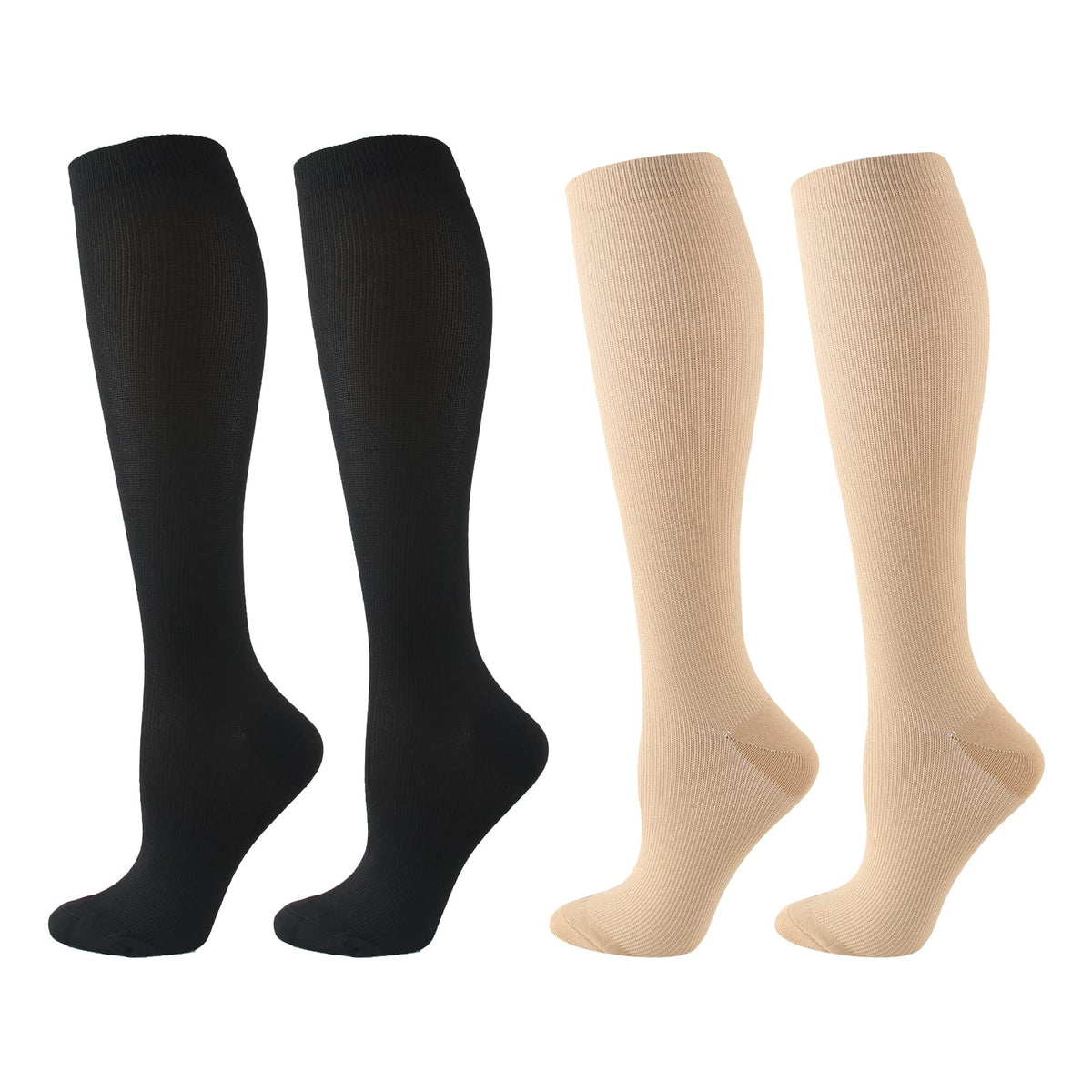 Compression Socks for Women 2pairs Surgical Compression Socks Flight Socks for Men Knee High Knee High Varicose Veins Socks Stockings for Sport Running Travel Nursing Pregnancy 20-25 mmhg (L/XL)
