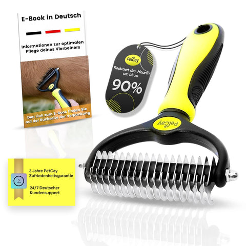 Premium Dog Brush & Cat Brush Undercoat Brush / Undercoat Fur Grooming Brush for Medium to Long Hair - The Grooming Brush Gently Removes Tangles and Undercoat Without Pain - Dog Comb, Cat Comb, Detangling Comb Also for Horses and Large Animals from PetCay
