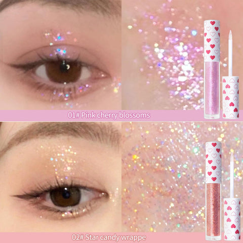 Erinde 6PCS Liquid Glitter Eyeshadow Eyeliner, Korean Makeup Sparkling Shimmer Eye Shadow, Long Lasting, Quick Drying & Pigmented Loose Glitter Glue for Crystals Make Up