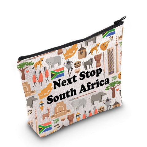 MNIGIU South Africa Symbols Souvenir Cosmetic Bag South Africa Vacation Gift South Africa Trip Makeup Bag South Africa Lover Gift Africa Travel Gift