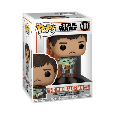 POP Funko Star Wars: The Mandalorian - Mandalorian (Din Djarrin) Holding The Child (Grogu), Multicolor (54525)