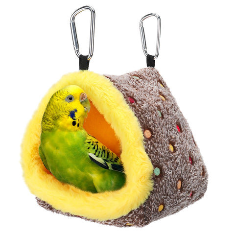 Small Winter Warm Bird Nest House - Fluffy Parrots Bird Bed for Cage, Hanging Hammock Plush Shed Hut Hideaway Hut Gift for Budgerigar Lovebird Lineolated Parakeet Canary Zebra Finch