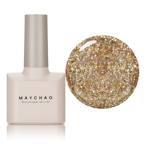 MAYCHAO Gel Nail Polish, 15ML Champange Glitter Gel Nail Polish, Soak Off UV LED Nail Glitter Gel Polish Nail Art Starter Manicure Salon DIY at Home, 0.5 OZ