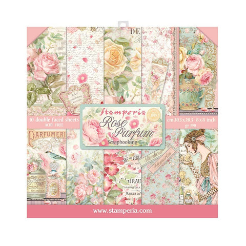 Stamperia Double-Sided Paper Pad 8"X8" 10/Pkg-Rose Parfum, 10 Designs/1 Each -SBBS73