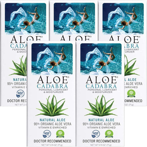 Aloe Cadabra Couples Personal Lubricant, Organic Sex Lube, Toy Friendly for Him, Her, Couples, Natural Aloe, 2.5 Ounce (Pack of 5)
