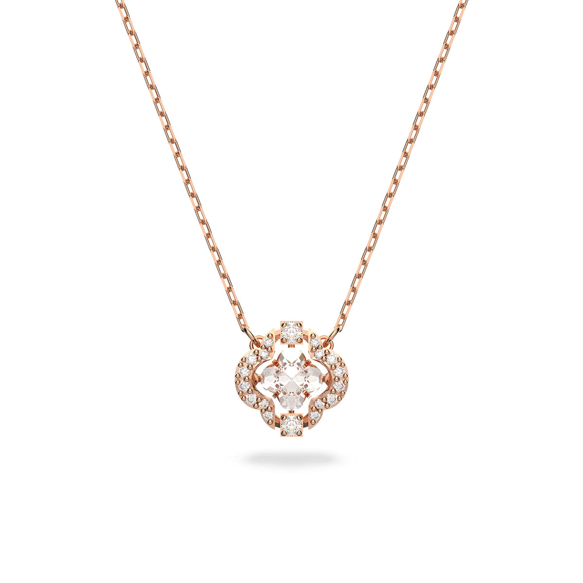 SWAROVSKI Sparkling Dance necklace, White, Rose gold-tone plated