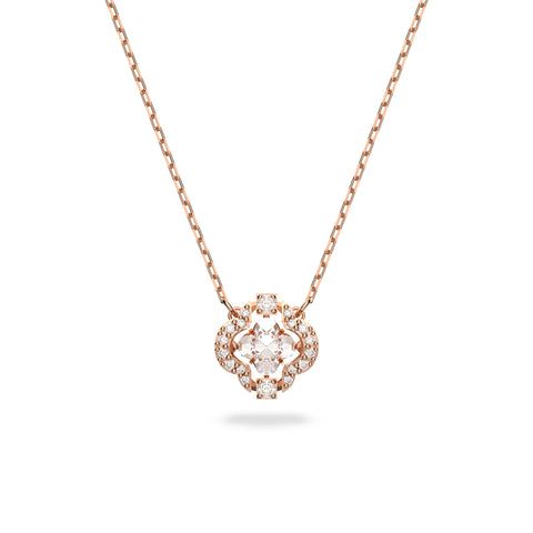 SWAROVSKI Sparkling Dance necklace, White, Rose gold-tone plated