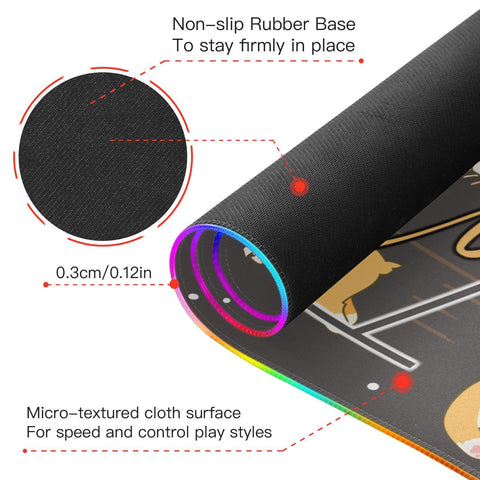 Corgi Cute Dogs Custom Wireless Charging Mouse Pad for Mobile Phone Personalized Extra Large Gaming Mousepad with 13 Lighting Modes Mouse Mat for Office Home Gaming MacBook PC Laptop Desk