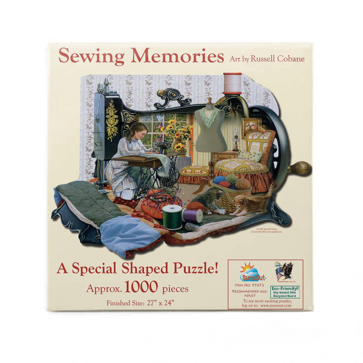 SUNSOUT INC - Sewing Memories - 1000 pc Special Shape Jigsaw Puzzle by Artist: Russell Cobane - Finished Size 27" x 24" - MPN# 95072