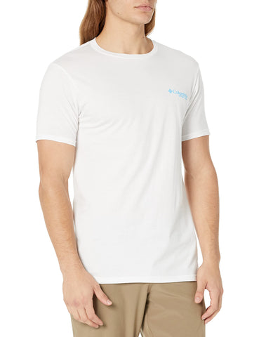 Columbia Apparel Men's PFG Graphic T-Shirt Shirt, White/Volante, X Large