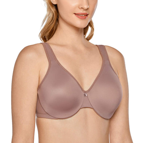 DELIMIRA Women's Minimizer Bra Plus Size Underwire Smooth Full Coverage Seamless Bras Mochaccino 32B