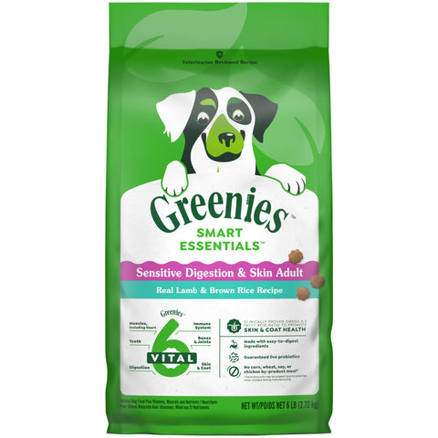 Greenies Smart Essentials Sensitive Digestion & Skin Adult Dry Dog Food Real Lamb & Brown Rice Recipe, 6 lb. Bag