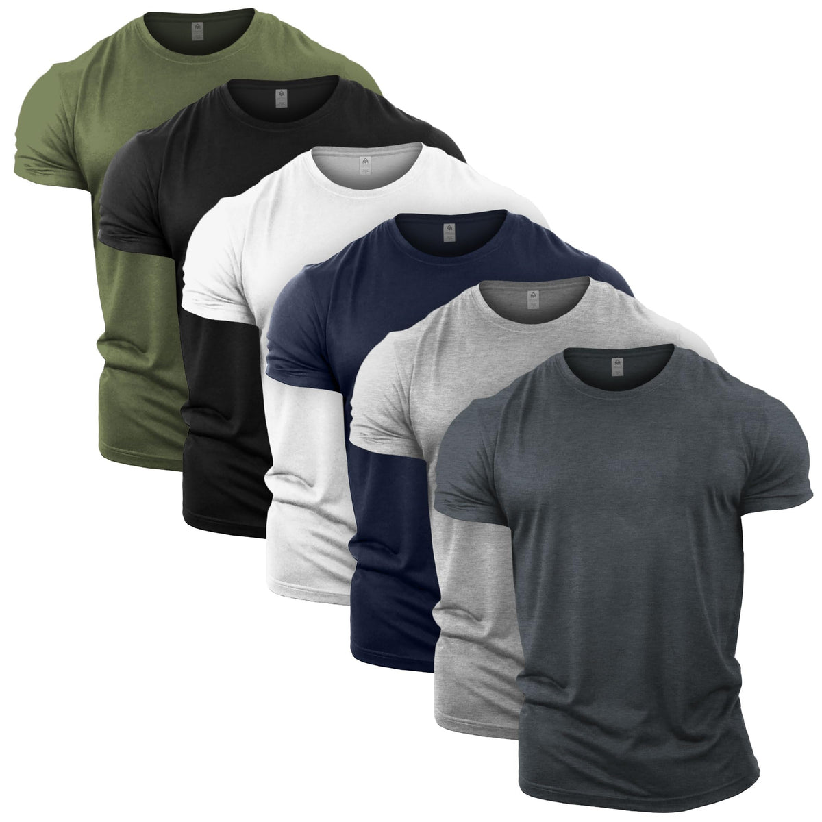 GYMTIER Men's Gym T-Shirt - 6 T-Shirt Bundle - Bodybuilding Training Top, 6 Pack Mix B, M