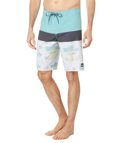 Quiksilver Men's Standard Surfsilk Panel 20 Boardshort Swim Trunk, Snow White Palm Spritz 234, 32