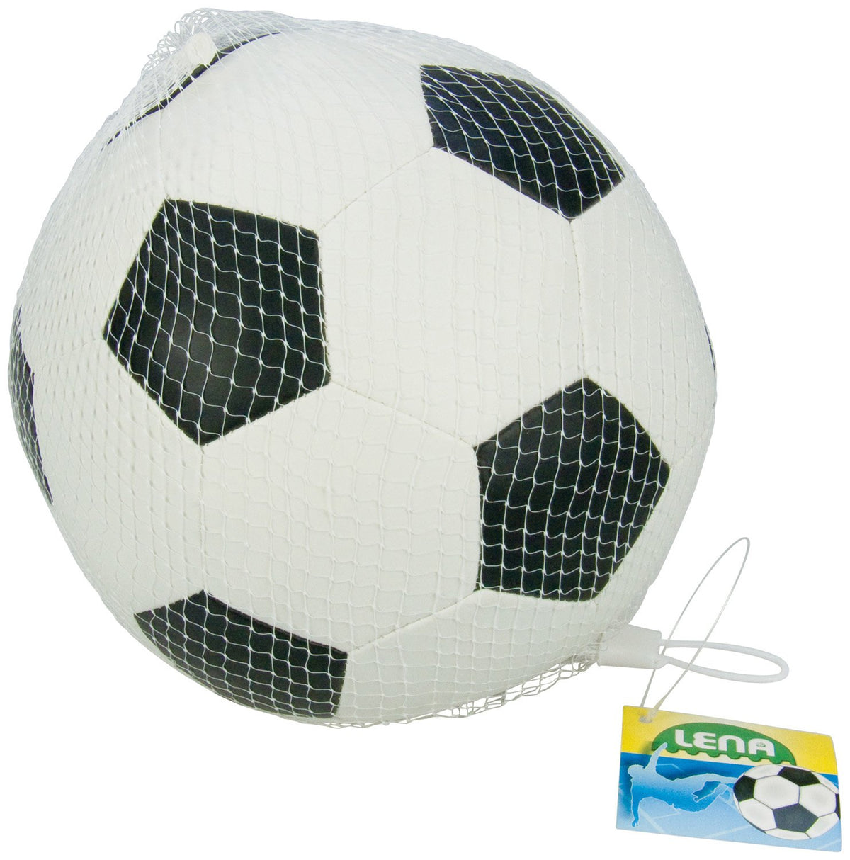 Lena 62178 Football Approx. 18 cm, Soft Bathing, Elastic and Durable Foam, Play Ball for Children from 12 Months, White/Black