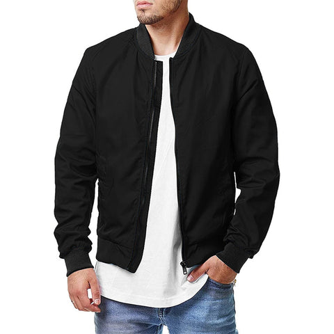 Letuwj Men's large size zipper men's jacket jacket leisure Black L