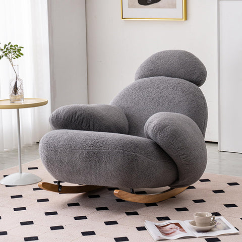 ModernRocking Chair,Nursery Glider Chair,Manual Reclining Chair,Rocking Chair Indoor,Modern Rocking Chair With High Backrest(grey)