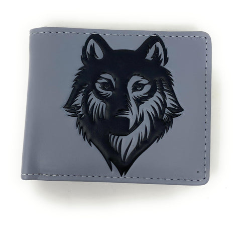 Shag Wear Wolf Spirit Wilderness Bifold Wallet for Men Teen Boy Stylish Vegan Faux Leather 4" White