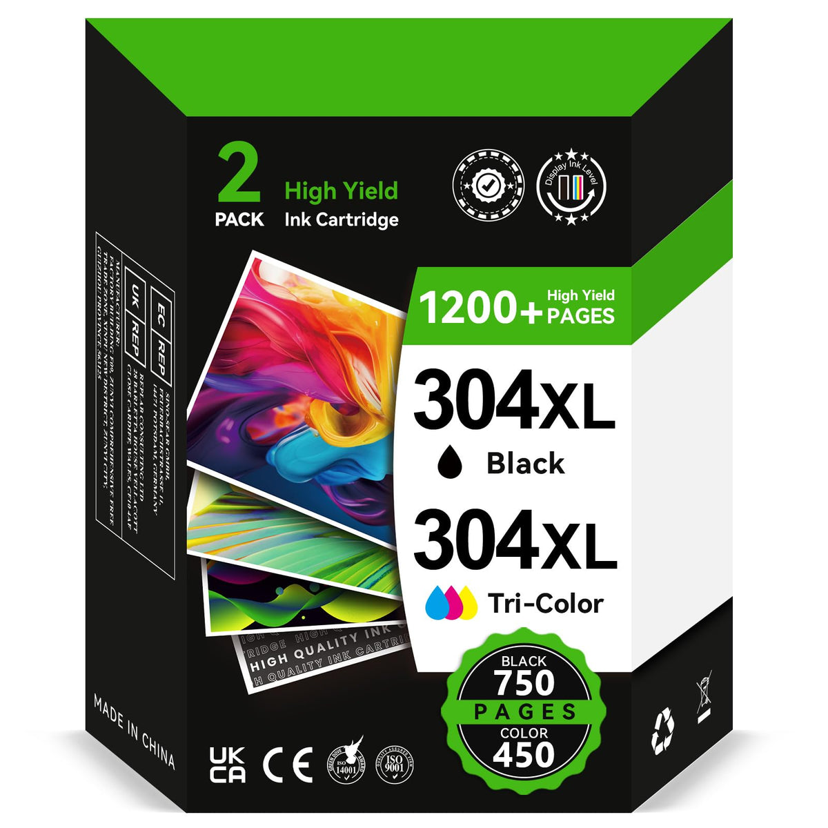 304XL High Yield Ink Cartridges Combo Pack, Replacement for HP 304 Ink Cartridges Black and Colour Original, 304 Ink Cartridges, Printer Ink 304 XL for Envy 5030 5032 DeskJet 3720 2600 3750 3760 2630